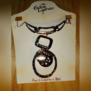 New Erica Lyons Gold Statement Necklace NWT 18" long with 2" extender